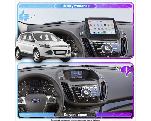 Штатная магнитола Lesko для Ford Kuga II 2012-2016 экран 9" 4/64 QLED CarPlay 4G Wi-Fi GPS 360 Prime