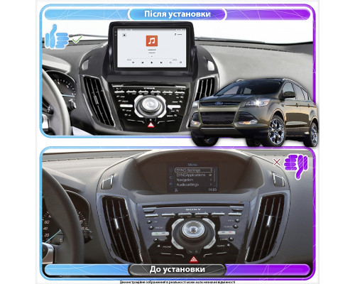 Штатная магнитола Lesko для Ford Kuga II Рестайлинг 2016-2019 экран 9" 4/64 QLED CarPlay 4G Wi-Fi GPS 360 Prime