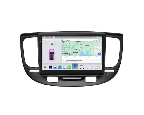 Штатная магнитола Lesko для Kia Rio II 2005-2009 экран 9" 4/64 QLED CarPlay 4G Wi-Fi GPS 360 Prime