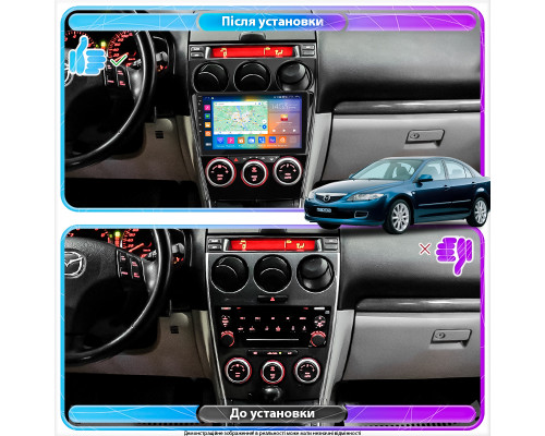 Штатная магнитола Lesko для Mazda 6 I (GG) Рестайлинг 2005-2008 экран 9" 4/64Gb CarPlay 4G Wi-Fi GPS Prime