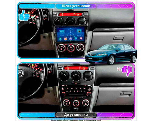 Штатная магнитола Lesko для Mazda 6 I (GG) Рестайлинг 2005-2008 экран 9" 4/32Gb 4G Wi-Fi GPS Top