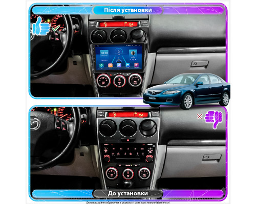 Штатная магнитола Lesko для Mazda 6 I (GG) Рестайлинг 2005-2008 экран 9" 6/128Gb 4G Wi-Fi GPS Top