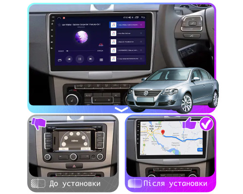 Штатная магнитола Lesko для Volkswagen Passat B6 2005-2010 экран 10" 1/16Gb Wi-Fi GPS Base