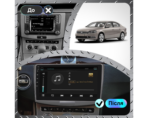 Штатная магнитола Lesko для Volkswagen Passat B7 2011-2015 экран 10" 2/32Gb Wi-Fi GPS Base