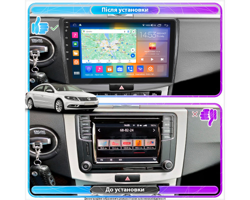 Штатная магнитола Lesko для Volkswagen Passat CC I Рестайлинг 2012-2017 экран 10" 4/64Gb CarPlay 4G Wi-Fi GPS Prime