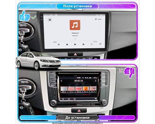 Штатная магнитола Lesko для Volkswagen Passat CC I Рестайлинг 2012-2017 экран 10" 4/64 QLED CarPlay 4G Wi-Fi GPS 360 Prime