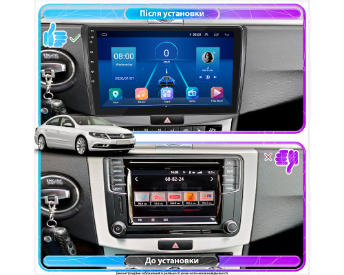 Штатная магнитола Lesko для Volkswagen Passat CC I Рестайлинг 2012-2017 экран 10" 4/64Gb 4G Wi-Fi GPS Top