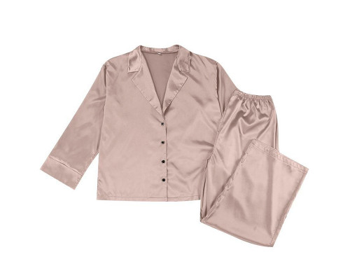 Женский шелковый комплект для дома и сна 2SYCK1315 рукашка и штаны женская пижама атласная Мокко XL