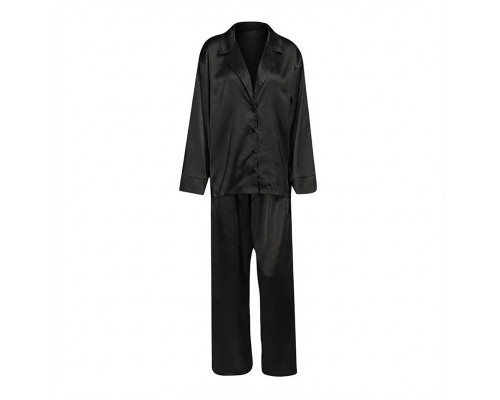 Женский шелковый комплект для дома и сна 2SYCK1315 рукашка и штаны женская пижама атласная Черный L