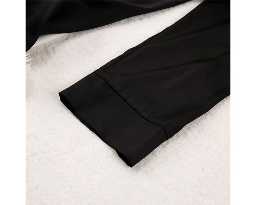 Женский шелковый комплект для дома и сна 2SYCK1315 рукашка и штаны женская пижама атласная Черный M