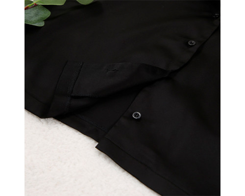 Женский шелковый комплект для дома и сна 2SYCK1315 рукашка и штаны женская пижама атласная Черный S