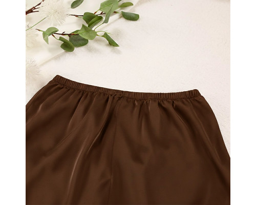 Женский шелковый комплект для дома и сна 2SYCK1315 рукашка и штаны женская пижама атласная Шоколадный L