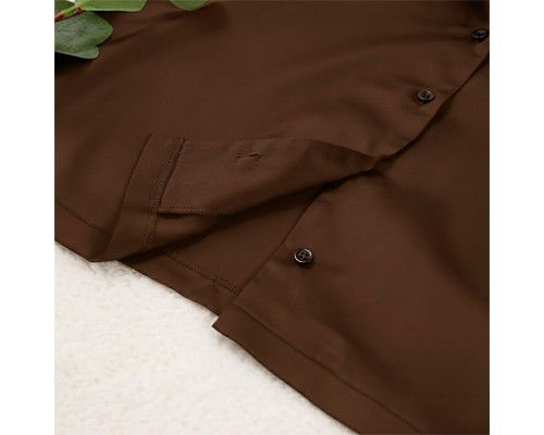 Женский шелковый комплект для дома и сна 2SYCK1315 рукашка и штаны женская пижама атласная Шоколадный L