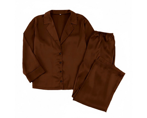 Женский шелковый комплект для дома и сна 2SYCK1315 рукашка и штаны женская пижама атласная Шоколадный M