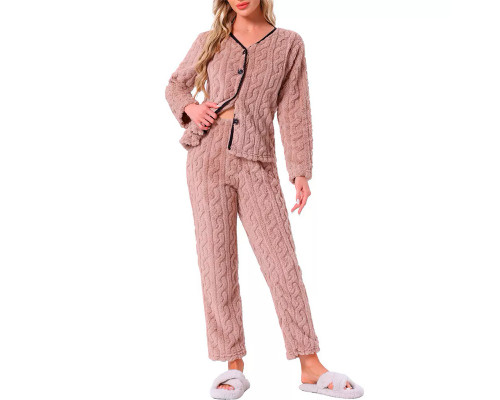 Женская тёплая пижама 5312 Light pink костюм для дома L