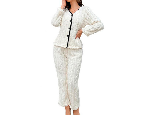 Женская тёплая пижама 5312 White костюм для дома S