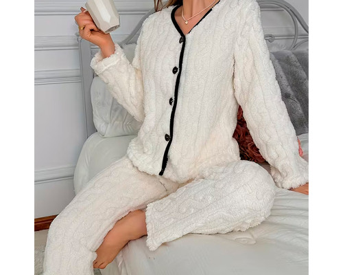 Женская тёплая пижама 5312 White костюм для дома S