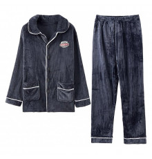 Комплект мужской пижамы CK-206 Dark Gray рубашка с длинным рукавом и штанами теплая 3XL