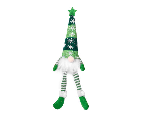Новогодний Гном N2 для праздничного декора с Led подсветкой 20 см Green