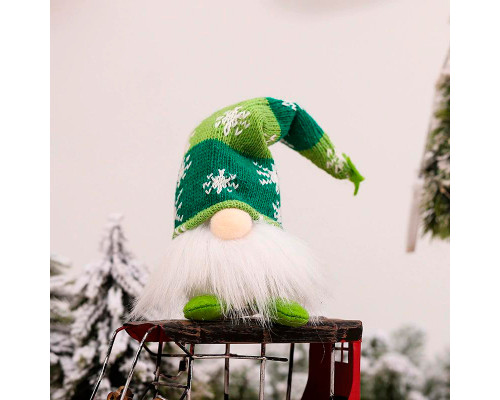 Новогодний Гном N2 для праздничного декора с Led подсветкой 20 см Green
