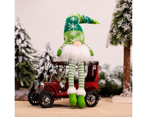 Новогодний Гном N2 для праздничного декора с Led подсветкой 20 см Green