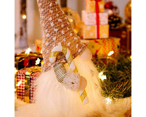 Новогодняя игрушка Рождественский Гном светящийся А9-9 30*10 Beige