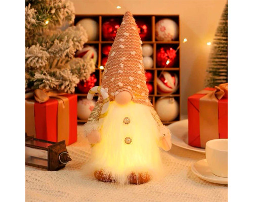 Новогодняя игрушка Рождественский Гном светящийся А9-9 30*10 Beige