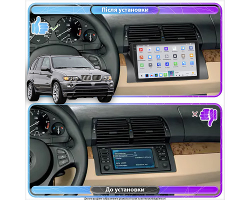Штатная магнитола Lesko для BMW X5 I (E53) Рестайлинг 2003-2006 экран 9" 4/64 QLED CarPlay 4G Wi-Fi GPS 360 Prime