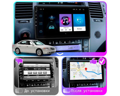 Штатная магнитола Lesko для Hyundai Azera I 2005-2011 экран 9" 2/32Gb Wi-Fi GPS Base