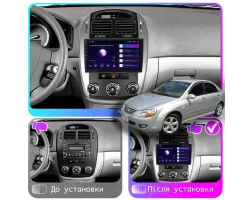 Штатная магнитола Lesko для Kia Cerato I Рестайлинг 2006-2009 экран 9" 1/16Gb Wi-Fi GPS Base