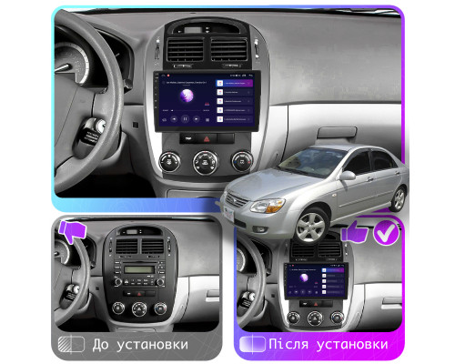 Штатная магнитола Lesko для Kia Cerato I Рестайлинг 2006-2009 экран 9" 2/32Gb CarPlay 4G Wi-Fi GPS Prime