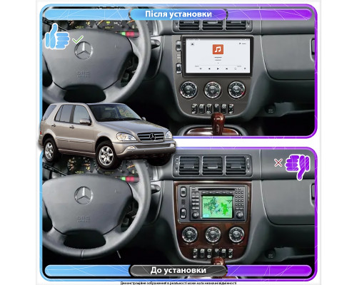 Штатная магнитола Lesko для Mercedes-Benz M-Класс AMG I (W163) 2000-2001 экран 9" 4/64 QLED CarPlay 4G Wi-Fi GPS 360 Prime