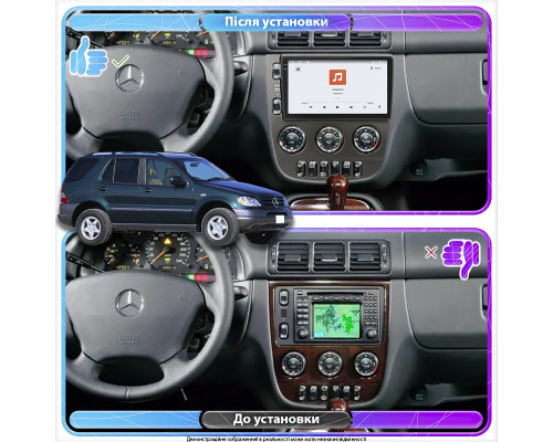 Штатная магнитола Lesko для Mercedes-Benz M-Класс I (W163) 1997-2001 экран 9" 4/64 QLED CarPlay 4G Wi-Fi GPS 360 Prime