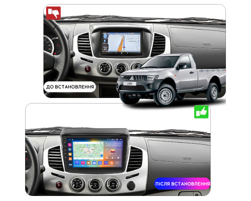 Штатная магнитола Lesko для Mitsubishi L200 IV Рестайлинг 2013-2015 экран 9" 2/32Gb CarPlay 4G Wi-Fi GPS Prime