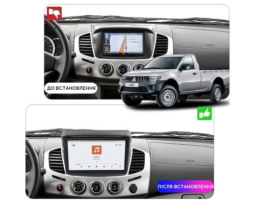 Штатная магнитола Lesko для Mitsubishi L200 IV Рестайлинг 2013-2015 экран 9" 4/64 QLED CarPlay 4G Wi-Fi GPS 360 Prime