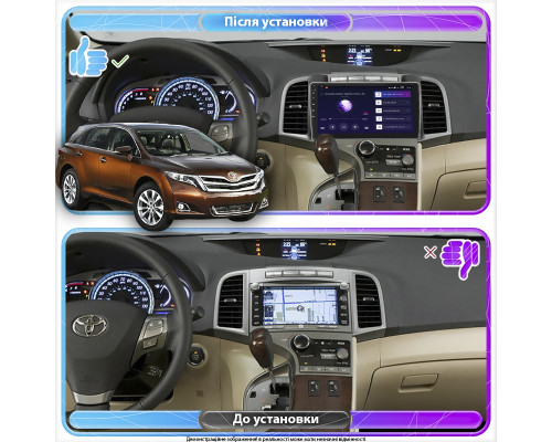 Штатная магнитола Lesko для Toyota Venza I Рестайлинг 2012-2017 экран 9" 2/32Gb 4G Wi-Fi GPS Top