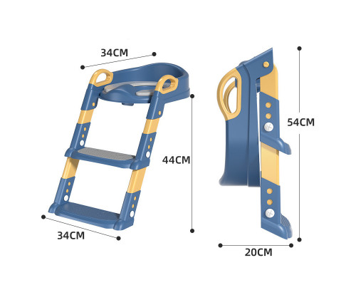 Детское сиденье на унитаз со ступенькой и ручками Bestbaby BC-108 Blue