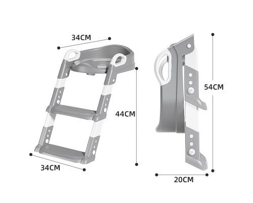 Детское сиденье на унитаз со ступенькой и ручками Bestbaby BC-108 Gray