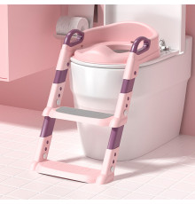 Детское сиденье на унитаз со ступенькой и ручками Bestbaby BC-108 Pink