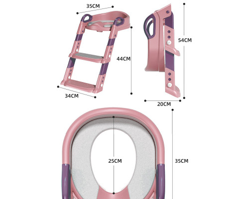 Детское сиденье на унитаз со ступенькой и ручками Bestbaby BC-108 Pink