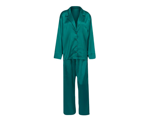 Женский шелковый комплект для дома и сна 2SYCK1315 рукашка и штаны женская пижама атласная Изумрудный L