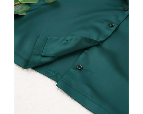 Женский шелковый комплект для дома и сна 2SYCK1315 рукашка и штаны женская пижама атласная Изумрудный L