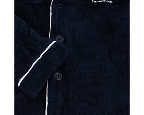 Комплект мужской пижамы CK-208 Dark Blue рубашка с длинным рукавом и штанами теплая 2XL