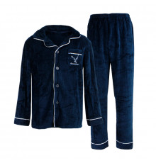 Комплект мужской пижамы CK-208 Dark Blue рубашка с длинным рукавом и штанами теплая L