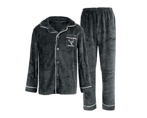 Комплект мужской пижамы CK-214 Gray рубашка с длинным рукавом и штанами теплая L