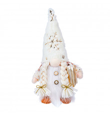 Новогодняя игрушка Рождественский Гном светящийся А9-10 32*10 с подарком White