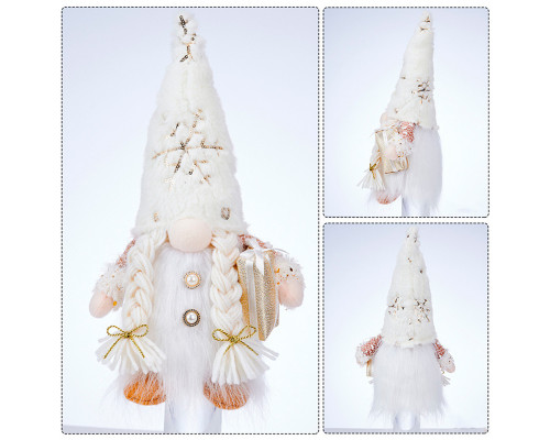 Новогодняя игрушка Рождественский Гном светящийся А9-10 32*10 с подарком White