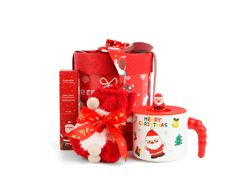 Рождественский подарочный набор 08 чашка крем для рук носки новогодние подарок на новый год