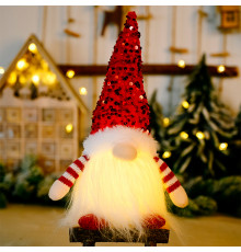 Новогодняя игрушка Рождественский Гном A1 светящийся 30*10 Red