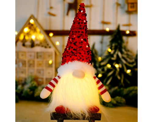 Новогодняя игрушка Рождественский Гном A1 светящийся 30*10 Red